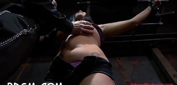  Masked hotty gets her mangos bounded hard with toy drilling